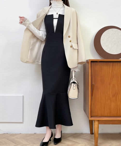 ABITOKYO(アビトーキョー)の「スキッパネックマーメイドロングキャミワンピース(ワンピース・レディース・ブラック/ベージュ/モカ・M/L)」の22枚目の写真