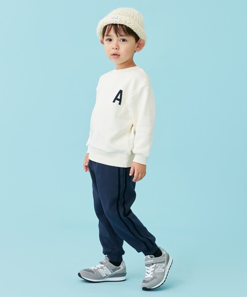 petit main（プティマイン）の「【& Re】裏起毛ラインパンツ（スウェットパンツ・キッズ・パープル/トップグレー/アイボリー/グリーン/ネイビー・80ｃｍ/90cm/110cm/100cm/120cm/130cm）」の5枚目の写真