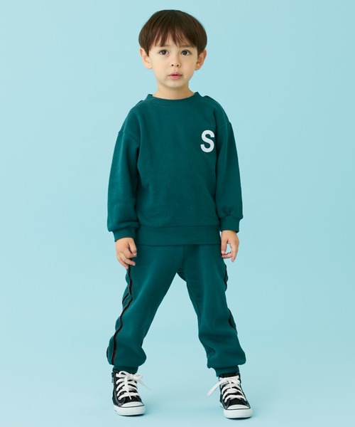 petit main（プティマイン）の「【& Re】裏起毛ラインパンツ（スウェットパンツ・キッズ・パープル/トップグレー/アイボリー/グリーン/ネイビー・80ｃｍ/90cm/110cm/100cm/120cm/130cm）」の4枚目の写真