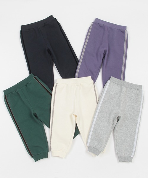 petit main（プティマイン）の「【& Re】裏起毛ラインパンツ（スウェットパンツ・キッズ・パープル/トップグレー/アイボリー/グリーン/ネイビー・80ｃｍ/90cm/110cm/100cm/120cm/130cm）」の6枚目の写真