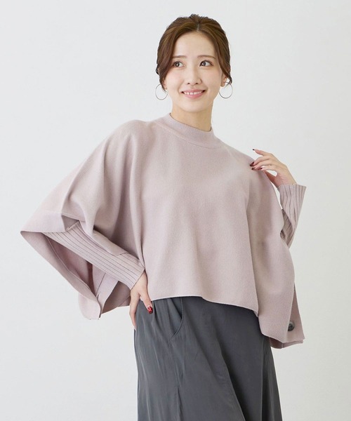 NICOLE white（ニコルホワイト）の「ニットスヌードポンチョ アンサンブル（ニット/セーター・レディース・グレー/オフホワイト/ブラック/ベージュ/ブルー/ライトイエロー・FREE）」の3枚目の写真