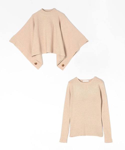 NICOLE white（ニコルホワイト）の「ニットスヌードポンチョ アンサンブル（ニット/セーター・レディース・グレー/オフホワイト/ブラック/ベージュ/ブルー/ライトイエロー・FREE）」の7枚目の写真