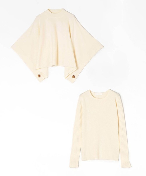 NICOLE white（ニコルホワイト）の「ニットスヌードポンチョ アンサンブル（ニット/セーター・レディース・グレー/オフホワイト/ブラック/ベージュ/ブルー/ライトイエロー・FREE）」の8枚目の写真