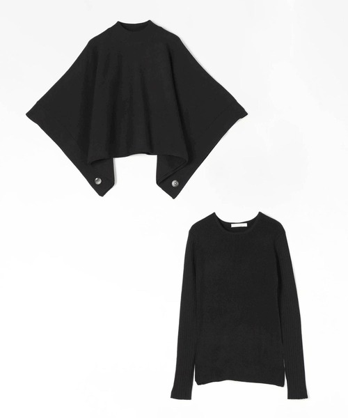 NICOLE white（ニコルホワイト）の「ニットスヌードポンチョ アンサンブル（ニット/セーター・レディース・グレー/オフホワイト/ブラック/ベージュ/ブルー/ライトイエロー・FREE）」の9枚目の写真