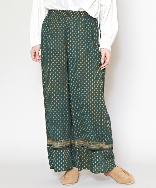 チャイハネ（チャイハネ）の「【チャイハネ】エスニックプリントワイドパンツ（その他パンツ・レディース・ピンク/グリーン/オレンジ/ブラック/ベージュ・FREE）」の3枚目の写真