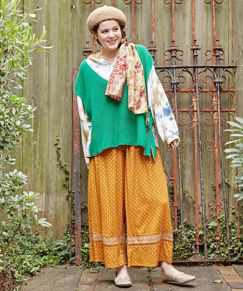 チャイハネ（チャイハネ）の「【チャイハネ】エスニックプリントワイドパンツ（その他パンツ・レディース・ピンク/グリーン/オレンジ/ブラック/ベージュ・FREE）」の8枚目の写真