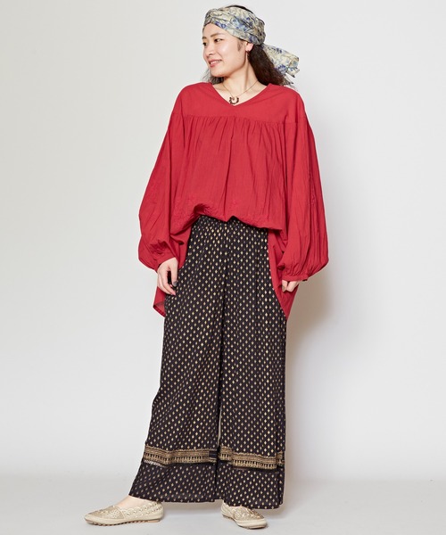 チャイハネ（チャイハネ）の「【チャイハネ】エスニックプリントワイドパンツ（その他パンツ・レディース・ピンク/グリーン/オレンジ/ブラック/ベージュ・FREE）」の14枚目の写真