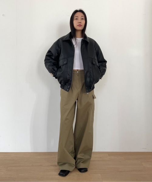 【新品・送料込み】　Didot.showroom ボア裏起毛 レザーブルゾン 新品・送料込み】 Didot.showroom ボア裏起毛 レザーブルゾン