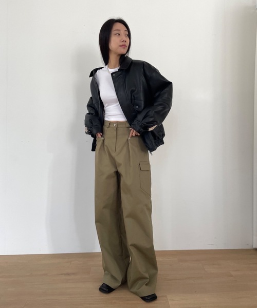 【新品・送料込み】　Didot.showroom ボア裏起毛 レザーブルゾン Didot.showroom（ディドット ショールーム）の「ボア裏起毛