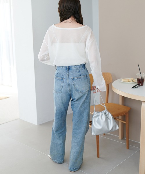 DISCOAT（ディスコート）の「【9色展開！/程よい透け感/WEB限定】2WAYワンショルシアープルオーバー（ニット/セーター・レディース・スカイブルー/ブラック/グレー/オフホワイト/サックスブルー/ピンク/ベビーピンク/オレンジ/ブラウン・FREE）」の17枚目の写真