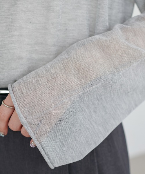 DISCOAT（ディスコート）の「【9色展開！/程よい透け感/WEB限定】2WAYワンショルシアープルオーバー（ニット/セーター・レディース・スカイブルー/ブラック/グレー/オフホワイト/サックスブルー/ピンク/ベビーピンク/オレンジ/ブラウン・FREE）」の19枚目の写真