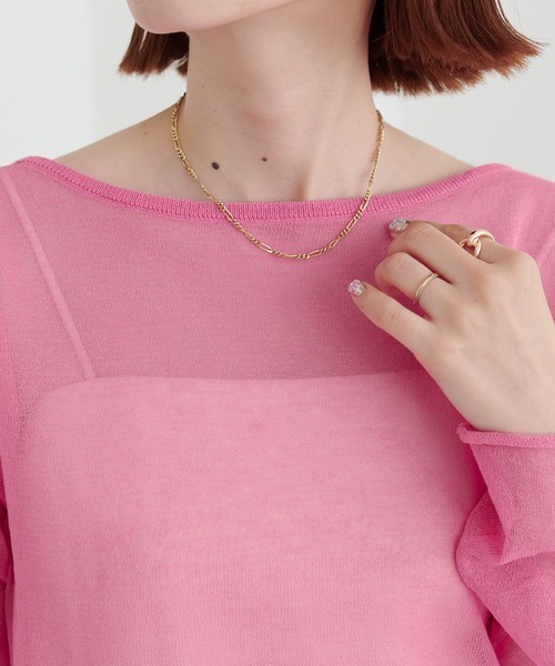 DISCOAT（ディスコート）の「【9色展開！/程よい透け感/WEB限定】2WAYワンショルシアープルオーバー（ニット/セーター・レディース・スカイブルー/ブラック/グレー/オフホワイト/サックスブルー/ピンク/ベビーピンク/オレンジ/ブラウン・FREE）」の15枚目の写真