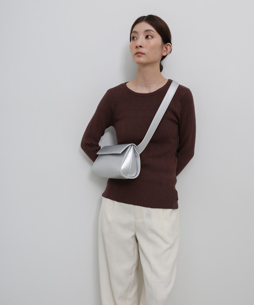 select MOCA(セレクトモカ)の「お気に入り3万件突破!ベルトショルダー横長バッグ(ショルダーバッグ・レディース・カーキ/ブラック/アイボリー/ブラウン/シルバー・FREE)」の18枚目の写真