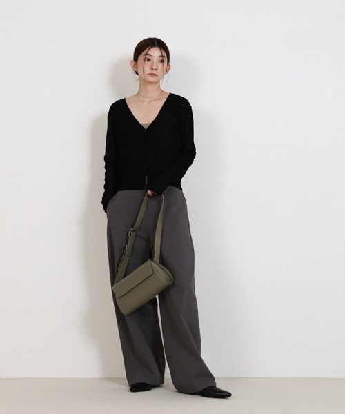 select MOCA(セレクトモカ)の「【定番】ベルトショルダー横長バッグ(ショルダーバッグ・レディース・カーキ/ブラック/アイボリー/ブラウン/シルバー・FREE)」の21枚目の写真