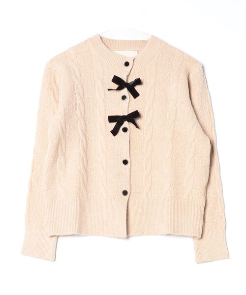 スパンコールダブルリボンリブカーディガン Sheer Double Ribbon RibCardigan