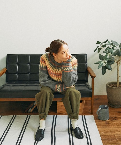 PAR ICI（パーリッシィ）の「【WEB別注】ネパール手編み 求心ジャカードポップコーンプルオーバー（ニット/セーター・レディース・アイボリー/グレー・FREE）」の6枚目の写真