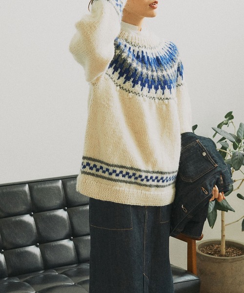 PAR ICI（パーリッシィ）の「【WEB別注】ネパール手編み 求心ジャカードポップコーンプルオーバー（ニット/セーター・レディース・アイボリー/グレー・FREE）」の18枚目の写真