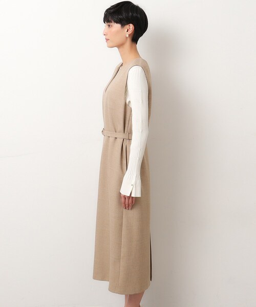 OPAQUE.CLIP（オペークドットクリップ）の「◆≪S-LLsize≫ キーネックジャンドレ/ウールライク【抗ピル/ストレッチ/洗濯機洗い可】（ワンピース・レディース・ベージュ/ネイビー・36/38/40/42）」の13枚目の写真