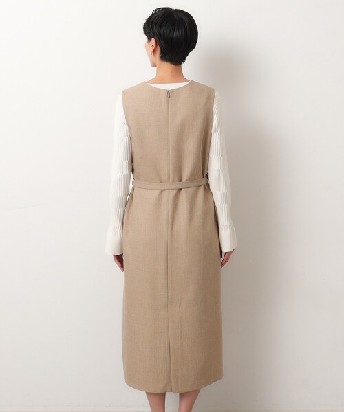 OPAQUE.CLIP（オペークドットクリップ）の「◆≪S-LLsize≫ キーネックジャンドレ/ウールライク【抗ピル/ストレッチ/洗濯機洗い可】（ワンピース・レディース・ベージュ/ネイビー・36/38/40/42）」の14枚目の写真