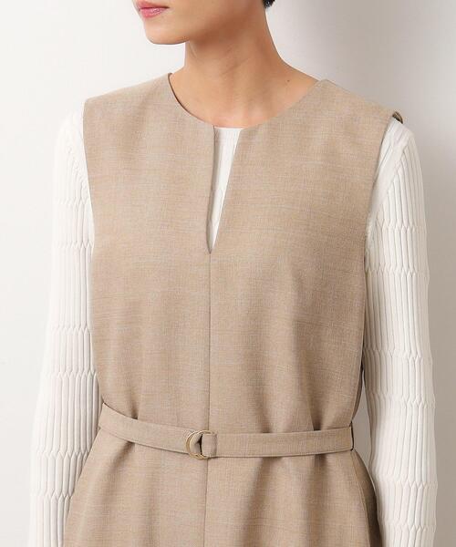 OPAQUE.CLIP（オペークドットクリップ）の「◆≪S-LLsize≫ キーネックジャンドレ/ウールライク【抗ピル/ストレッチ/洗濯機洗い可】（ワンピース・レディース・ベージュ/ネイビー・36/38/40/42）」の17枚目の写真