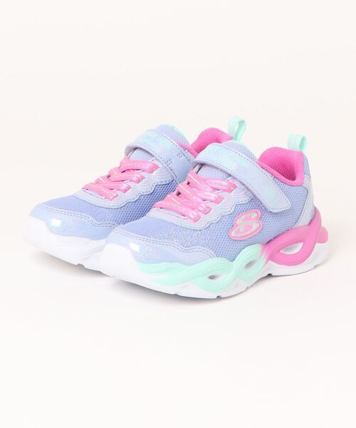 SKECHERS(スケッチャーズ)の「SKECHERS スケッチャーズ S LIGHTS-TWISTY GLOW【光る靴/オンオフボタン付き/軽量】キッズスニーカー(Sライツツイスティーグロウ) 303717L(スニーカー・キッズ・シルバー系その他/パープル系その他/ブラック系その他・21.0cm/20.5cm/20.0cm/19.5cm/19.0cm/18.5cm/18.0cm/17.5cm/17.0cm)」の2枚目の写真