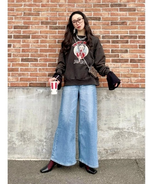 Right-on（ライトオン）の「【BETTY】フロッキースウェット（スウェット・レディース・グレー/ブラック・M/L）」の13枚目の写真