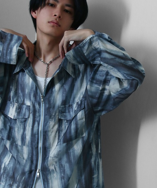 NILWAY（ニルウェイ）の「ダブルジップ シースルー 総柄 長袖 シャツ