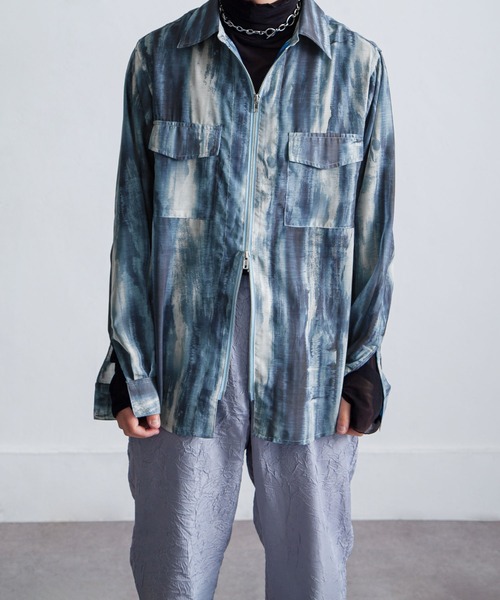 NILWAY（ニルウェイ）の「ダブルジップ シースルー 総柄 長袖 シャツ