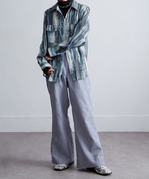 NILWAY（ニルウェイ）の「ダブルジップ シースルー 総柄 長袖 シャツ