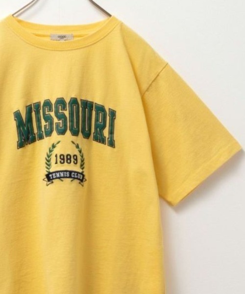 Mac-House(マックハウス)の「GOOD CREW グッドクルー フロスト加工カレッジTシャツ(Tシャツ/カットソー・レディース・イエロー/ネイビー/ホワイト/グリーン/ホワイト系その他/ボルドー・M/L)」の5枚目の写真