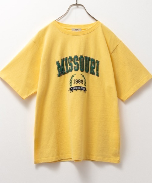 Mac-House(マックハウス)の「GOOD CREW グッドクルー フロスト加工カレッジTシャツ(Tシャツ/カットソー・レディース・イエロー/ネイビー/ホワイト/グリーン/ホワイト系その他/ボルドー・M/L)」の11枚目の写真