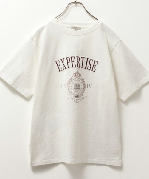 Mac-House(マックハウス)の「GOOD CREW グッドクルー フロスト加工カレッジTシャツ(Tシャツ/カットソー・レディース・イエロー/ネイビー/ホワイト/グリーン/ホワイト系その他/ボルドー・M/L)」の18枚目の写真