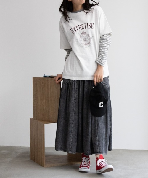 Mac-House(マックハウス)の「GOOD CREW グッドクルー フロスト加工カレッジTシャツ(Tシャツ/カットソー・レディース・イエロー/ネイビー/ホワイト/グリーン/ホワイト系その他/ボルドー・M/L)」の22枚目の写真