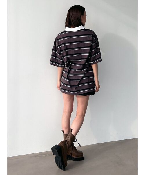 EMODA（エモダ）の「【WEB限定】オーバーカラージップTシャツ（Tシャツ/カットソー・レディース・ピンク/ブラウン/ブラック・FREE）」の8枚目の写真