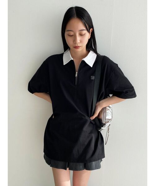 EMODA（エモダ）の「【WEB限定】オーバーカラージップTシャツ（Tシャツ/カットソー・レディース・ピンク/ブラウン/ブラック・FREE）」の10枚目の写真