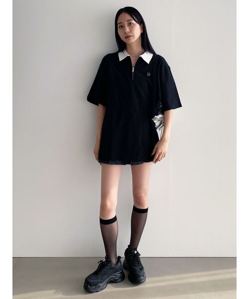 EMODA（エモダ）の「【WEB限定】オーバーカラージップTシャツ（Tシャツ/カットソー・レディース・ピンク/ブラウン/ブラック・FREE）」の11枚目の写真