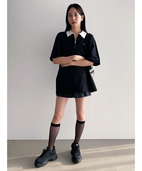 EMODA（エモダ）の「【WEB限定】オーバーカラージップTシャツ（Tシャツ/カットソー・レディース・ピンク/ブラウン/ブラック・FREE）」の12枚目の写真