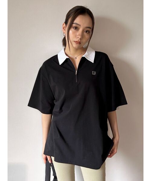 EMODA（エモダ）の「【WEB限定】オーバーカラージップTシャツ（Tシャツ/カットソー・レディース・ピンク/ブラウン/ブラック・FREE）」の13枚目の写真