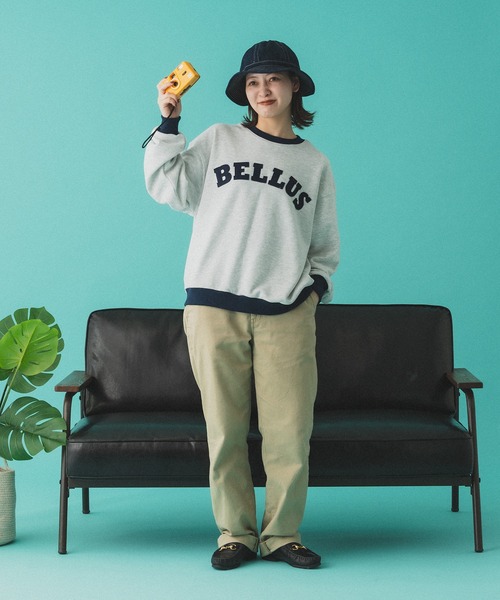 Adoon plain（アドーンプレーン）の「バイカラーリンガーロゴスウェット（スウェット・メンズ・オートミール/チャコールグレー・MEDIUM/LARGE）」の22枚目の写真