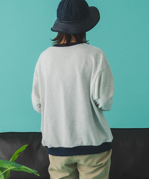 Adoon plain（アドーンプレーン）の「バイカラーリンガーロゴスウェット（スウェット・メンズ・オートミール/チャコールグレー・MEDIUM/LARGE）」の18枚目の写真