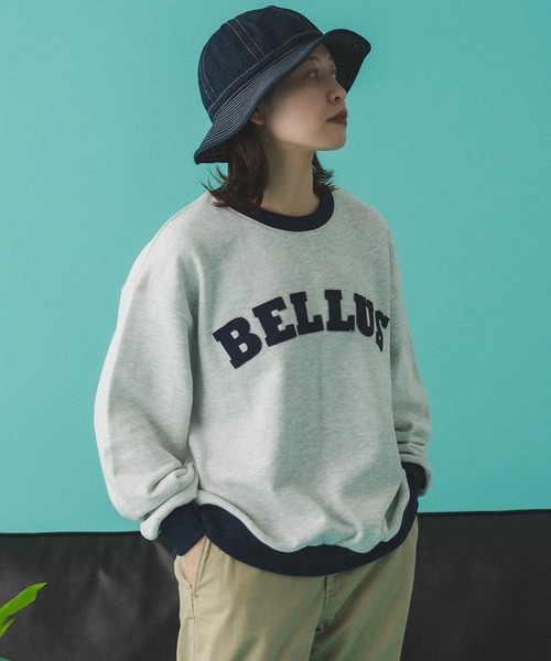 Adoon plain（アドーンプレーン）の「バイカラーリンガーロゴスウェット（スウェット・メンズ・オートミール/チャコールグレー・MEDIUM/LARGE）」の17枚目の写真