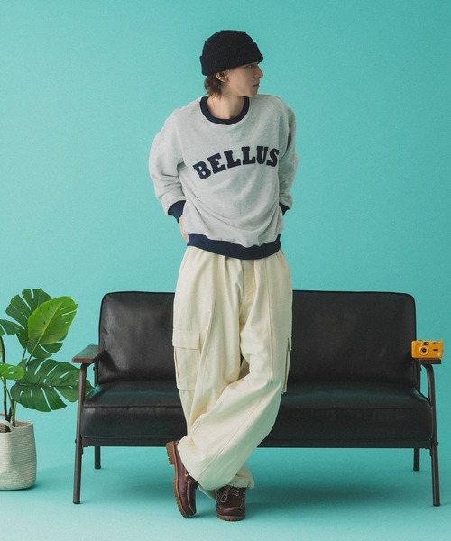 Adoon plain（アドーンプレーン）の「バイカラーリンガーロゴスウェット（スウェット・メンズ・オートミール/チャコールグレー・MEDIUM/LARGE）」の11枚目の写真