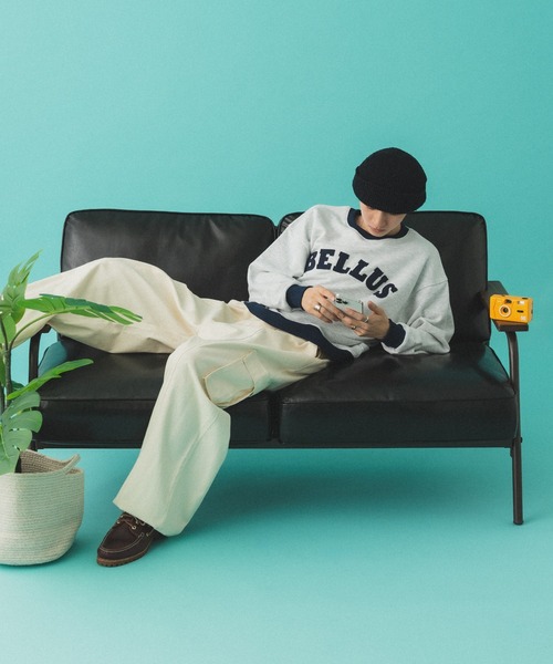 Adoon plain（アドーンプレーン）の「バイカラーリンガーロゴスウェット（スウェット・メンズ・オートミール/チャコールグレー・MEDIUM/LARGE）」の10枚目の写真