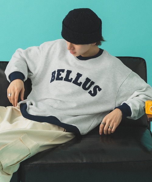 Adoon plain（アドーンプレーン）の「バイカラーリンガーロゴスウェット（スウェット・メンズ・オートミール/チャコールグレー・MEDIUM/LARGE）」の7枚目の写真