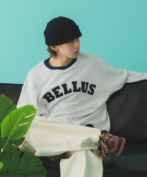 Adoon plain（アドーンプレーン）の「バイカラーリンガーロゴスウェット（スウェット・メンズ・オートミール/チャコールグレー・MEDIUM/LARGE）」の6枚目の写真