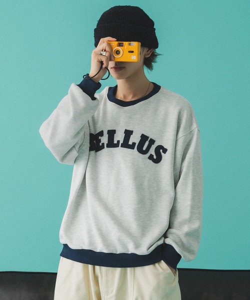 Adoon plain（アドーンプレーン）の「バイカラーリンガーロゴスウェット（スウェット・メンズ・オートミール/チャコールグレー・MEDIUM/LARGE）」の3枚目の写真