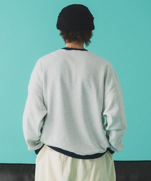 Adoon plain（アドーンプレーン）の「バイカラーリンガーロゴスウェット（スウェット・メンズ・オートミール/チャコールグレー・MEDIUM/LARGE）」の5枚目の写真