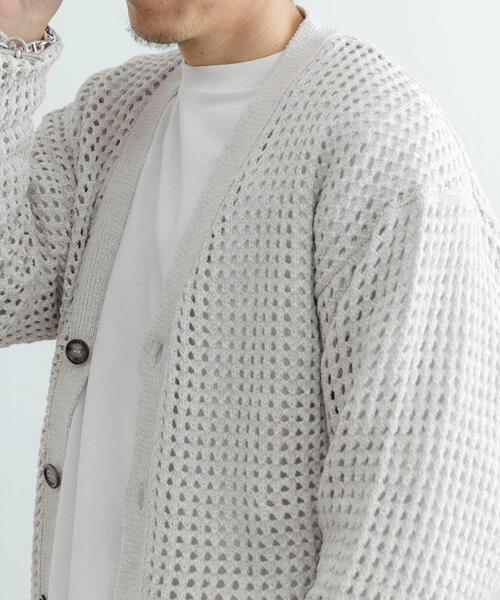 ITEMS URBANRESEARCH（アイテムズ アーバンリサーチ）の「テープヤーン Vネック ニットカーディガン（カーディガン/ボレロ・メンズ・ブルー/ナチュラル・LARGE/MEDIUM）」の3枚目の写真