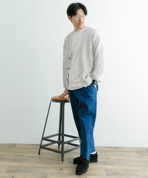 ITEMS URBANRESEARCH（アイテムズ アーバンリサーチ）の「テープヤーン Vネック ニットカーディガン（カーディガン/ボレロ・メンズ・ブルー/ナチュラル・LARGE/MEDIUM）」の6枚目の写真