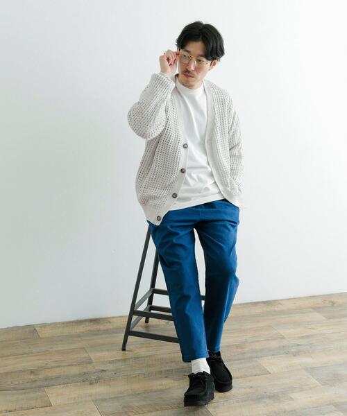 ITEMS URBANRESEARCH（アイテムズ アーバンリサーチ）の「テープヤーン Vネック ニットカーディガン（カーディガン/ボレロ・メンズ・ブルー/ナチュラル・LARGE/MEDIUM）」の8枚目の写真